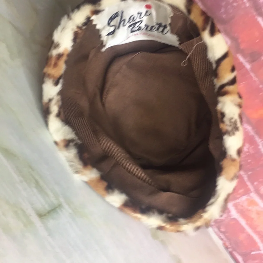 Vintage MCM Sheri Brett Leopard Print Faux Fur Bucket Hat